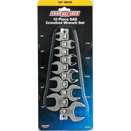 CHANNELLOCK Standard 3/8 In. Drive Crowfoot Wrench Set 10-Piece 302948